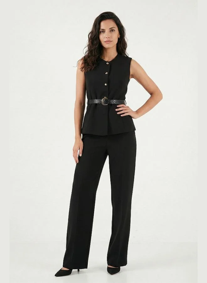 ليلا Lela Regular Fit Button Belt Detail Vest Suit Women's SET 6928891